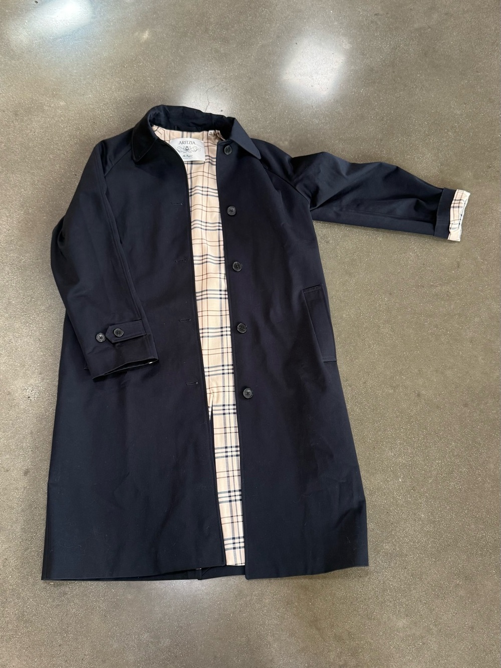 Aritzia plaid lined regent trench
